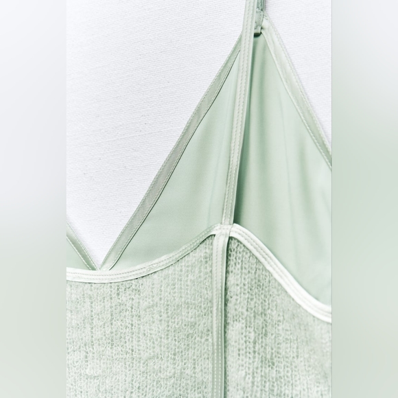 MIXED KNIT CAMISOLE/Satin - Picture 8 of 9